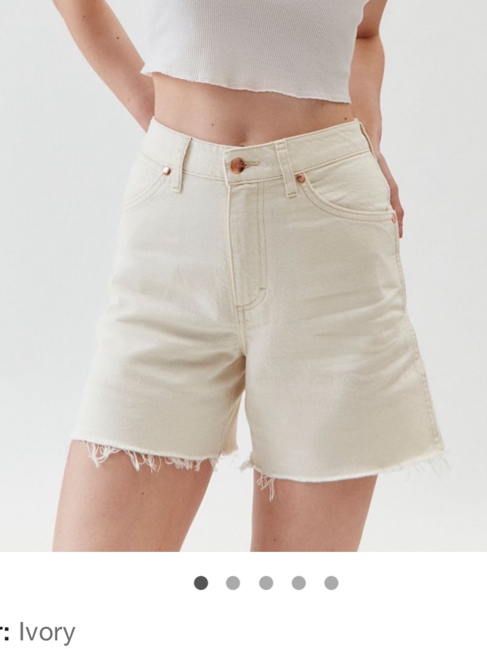 Wrangler Ivory High-Rise Denim Shorts